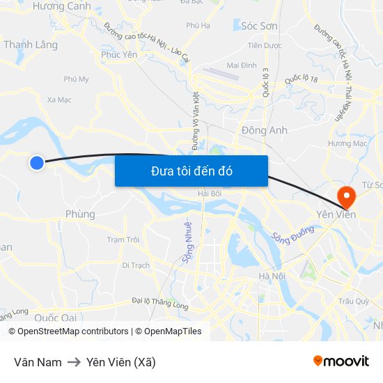 Vân Nam to Yên Viên (Xã) map