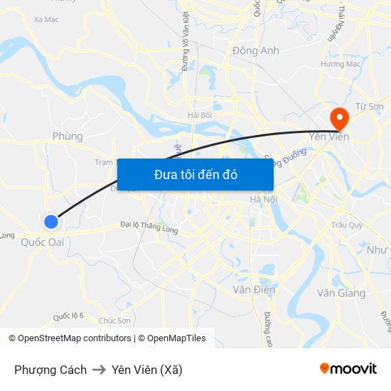 Phượng Cách to Yên Viên (Xã) map