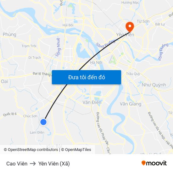 Cao Viên to Yên Viên (Xã) map