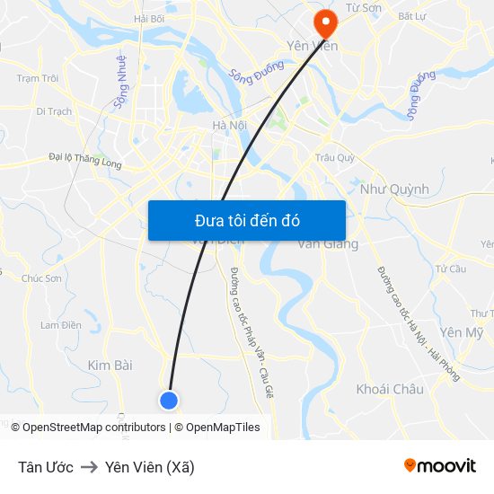 Tân Ước to Yên Viên (Xã) map