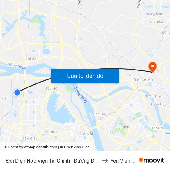 Đối Diện Học Viện Tài Chính - Đường Đức Thắng to Yên Viên (Xã) map