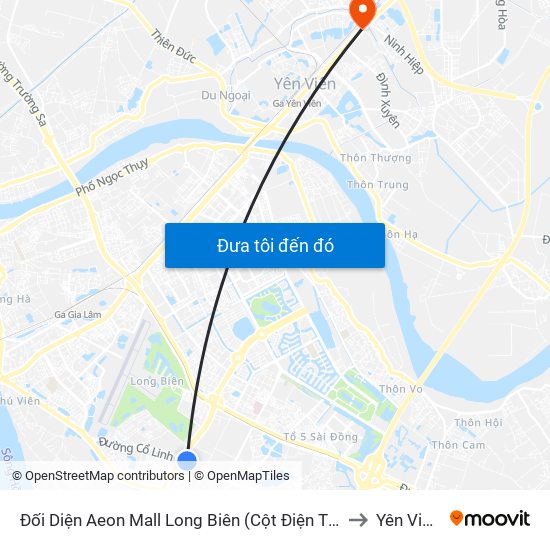 Đối Diện Aeon Mall Long Biên (Cột Điện T4a/2a-B Đường Cổ Linh) to Yên Viên (Xã) map