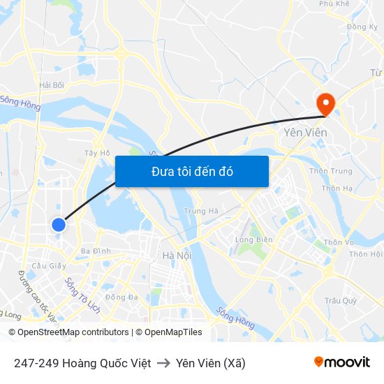 247-249 Hoàng Quốc Việt to Yên Viên (Xã) map