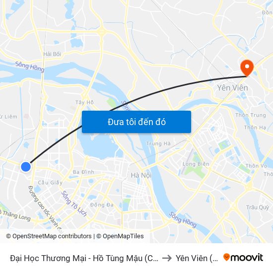 Đại Học Thương Mại - Hồ Tùng Mậu (Cột Sau) to Yên Viên (Xã) map