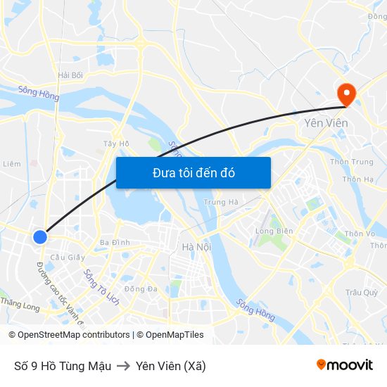 Số 9 Hồ Tùng Mậu to Yên Viên (Xã) map