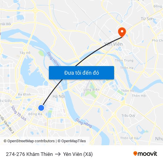 274-276 Khâm Thiên to Yên Viên (Xã) map