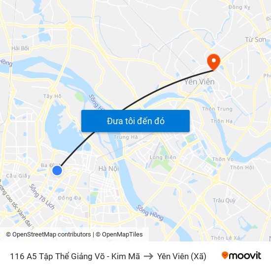 116 A5 Tập Thể Giảng Võ - Kim Mã to Yên Viên (Xã) map