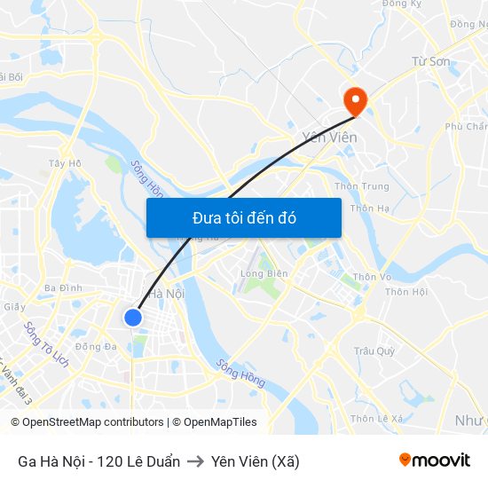 Ga Hà Nội - 120 Lê Duẩn to Yên Viên (Xã) map