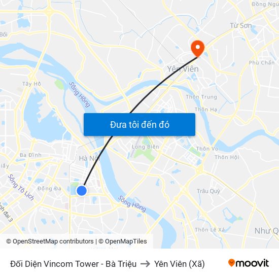 Đối Diện Vincom Tower - Bà Triệu to Yên Viên (Xã) map