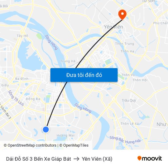 Dải Đỗ Số 3 Bến Xe Giáp Bát to Yên Viên (Xã) map