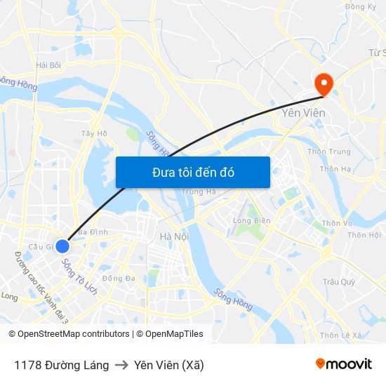 1178 Đường Láng to Yên Viên (Xã) map