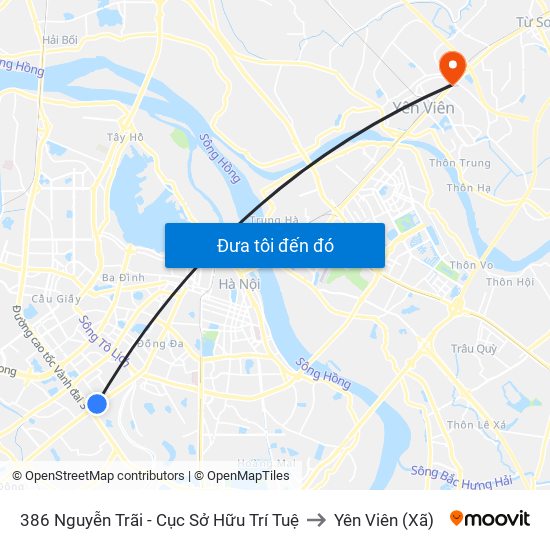 386 Nguyễn Trãi - Cục Sở Hữu Trí Tuệ to Yên Viên (Xã) map