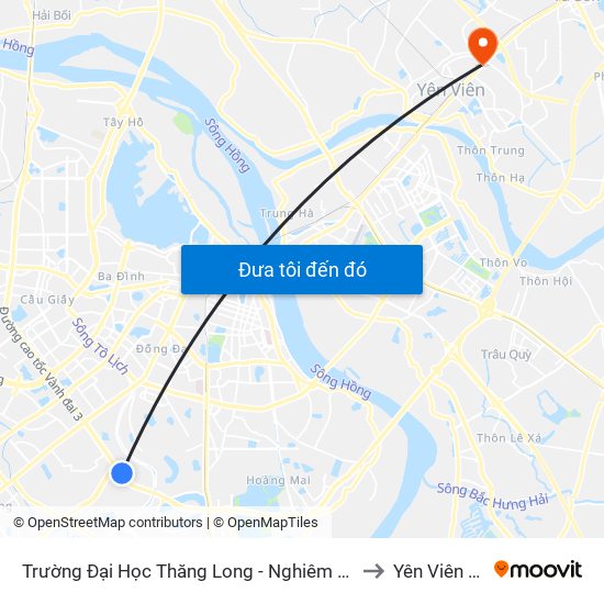 Trường Đại Học Thăng Long - Nghiêm Xuân Yêm to Yên Viên (Xã) map