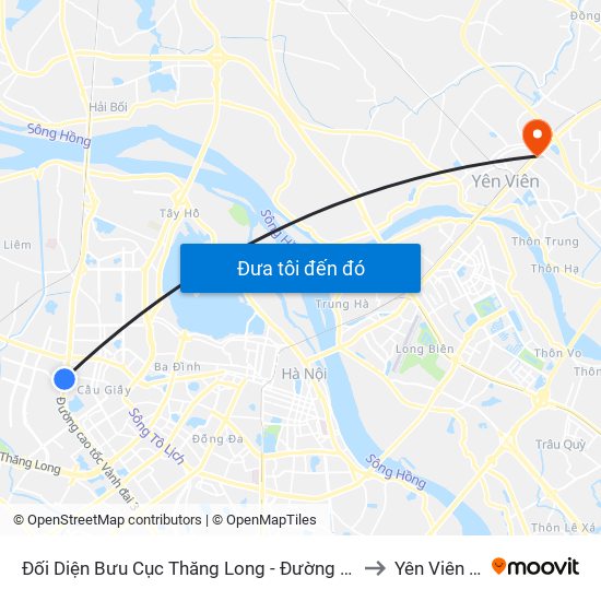 Đối Diện Bưu Cục Thăng Long - Đường Phạm Hùng to Yên Viên (Xã) map