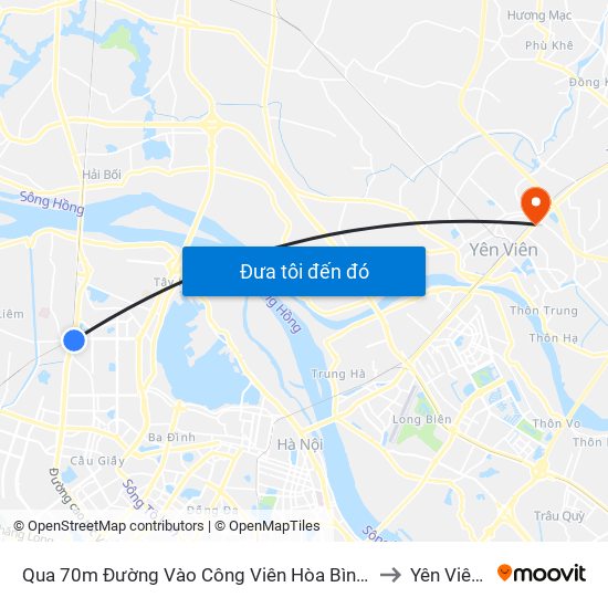 Qua 70m Đường Vào Công Viên Hòa Bình - Phạm Văn Đồng to Yên Viên (Xã) map
