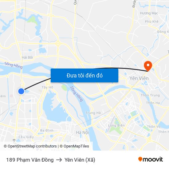 189 Phạm Văn Đồng to Yên Viên (Xã) map