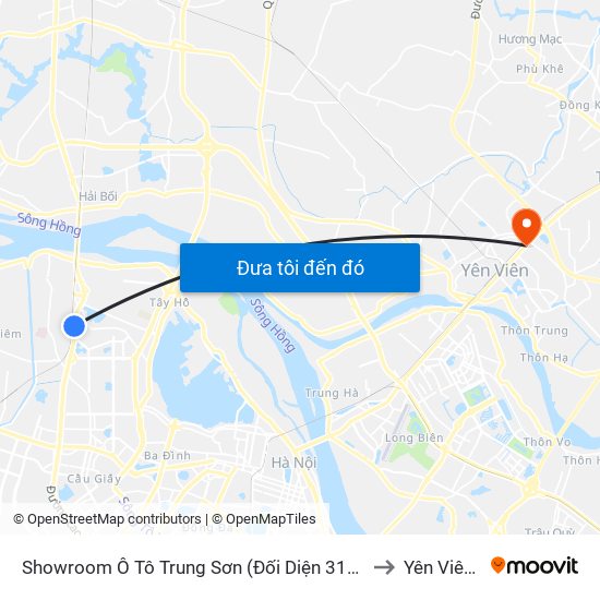 Showroom Ô Tô Trung Sơn (Đối Diện 315 Phạm Văn Đồng) to Yên Viên (Xã) map