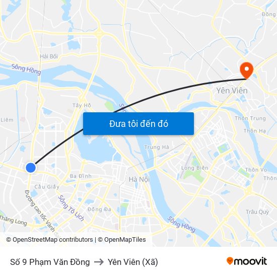 Số 9 Phạm Văn Đồng to Yên Viên (Xã) map