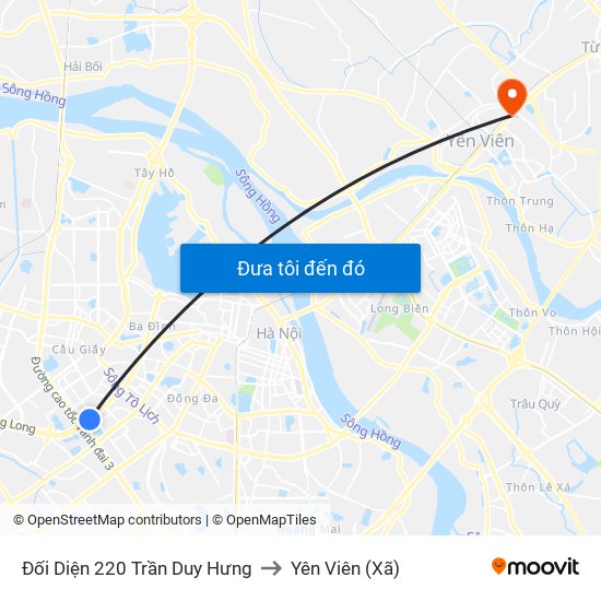 Đối Diện 220 Trần Duy Hưng to Yên Viên (Xã) map