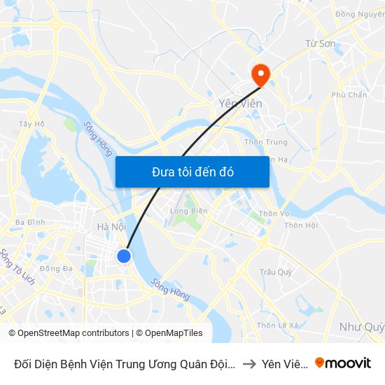 Đối Diện Bệnh Viện Trung Ương Quân Đội 108 - Trần Hưng Đạo to Yên Viên (Xã) map