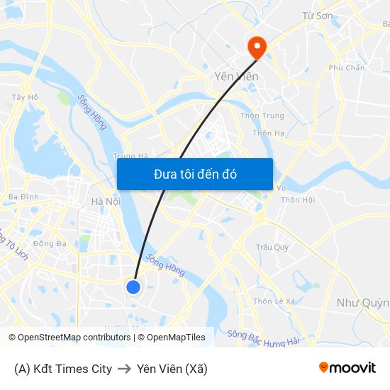 (A) Kđt Times City to Yên Viên (Xã) map