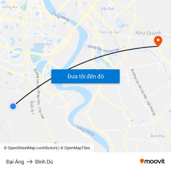 Đại Áng to Đình Dù map