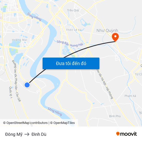 Đông Mỹ to Đình Dù map