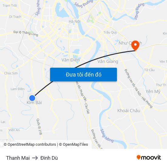 Thanh Mai to Đình Dù map