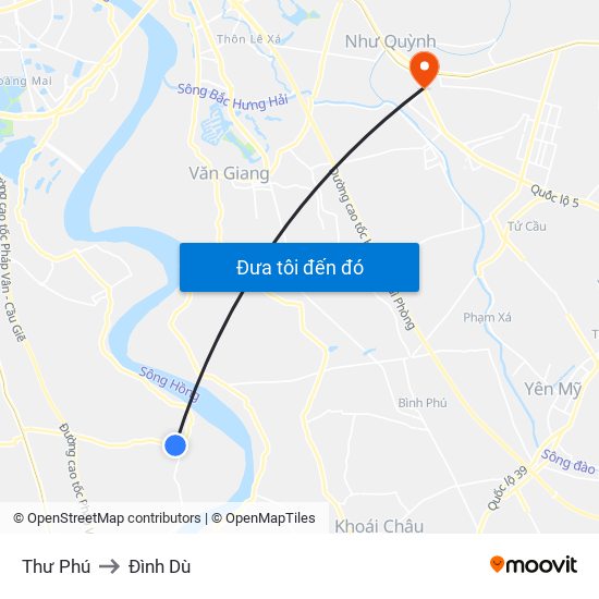 Thư Phú to Đình Dù map