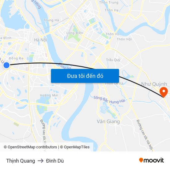 Thịnh Quang to Đình Dù map