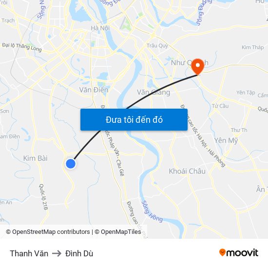 Thanh Văn to Đình Dù map