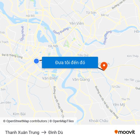 Thanh Xuân Trung to Đình Dù map