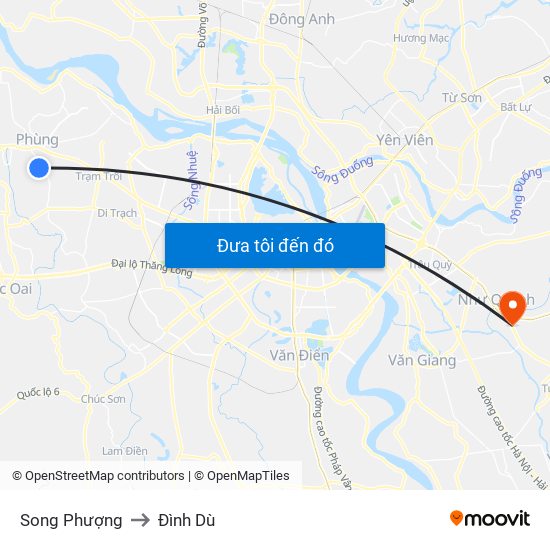 Song Phượng to Đình Dù map