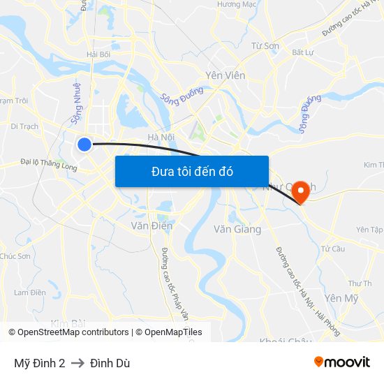 Mỹ Đình 2 to Đình Dù map