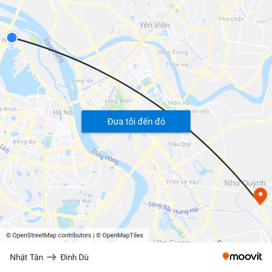 Nhật Tân to Đình Dù map