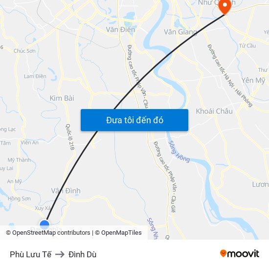 Phù Lưu Tế to Đình Dù map