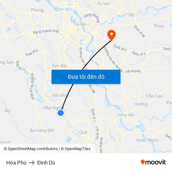 Hòa Phú to Đình Dù map