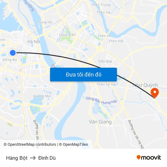 Hàng Bột to Đình Dù map