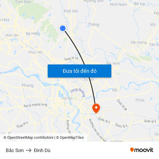 Bắc Sơn to Đình Dù map