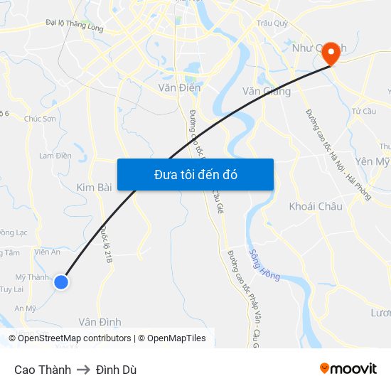 Cao Thành to Đình Dù map