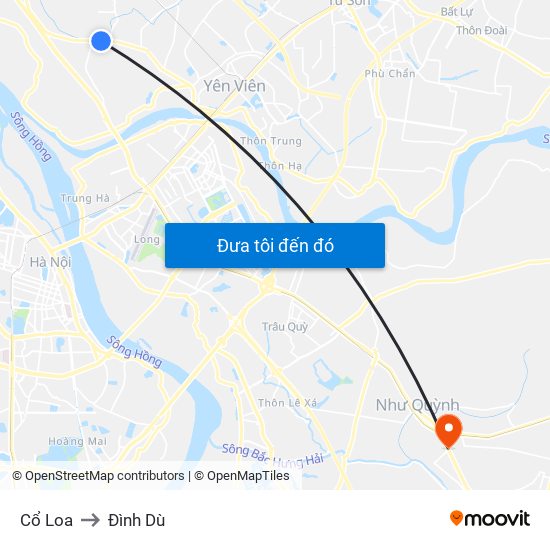Cổ Loa to Đình Dù map