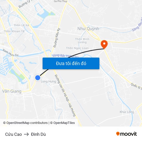 Cửu Cao to Đình Dù map