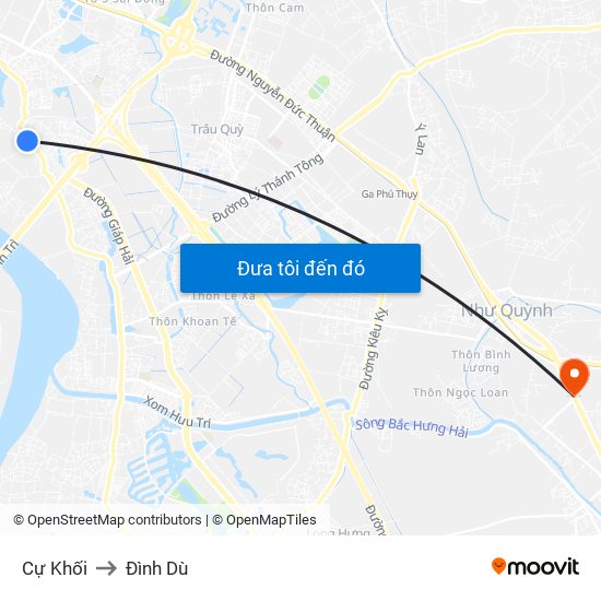 Cự Khối to Đình Dù map