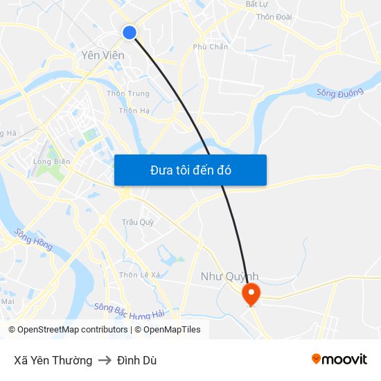 Xã Yên Thường to Đình Dù map