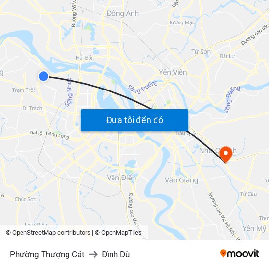 Phường Thượng Cát to Đình Dù map