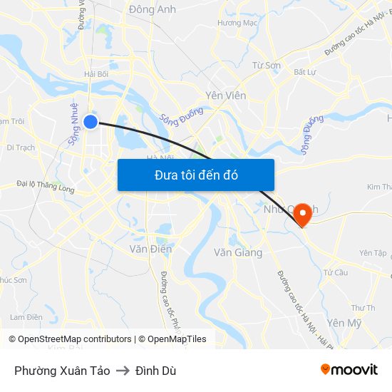 Phường Xuân Tảo to Đình Dù map