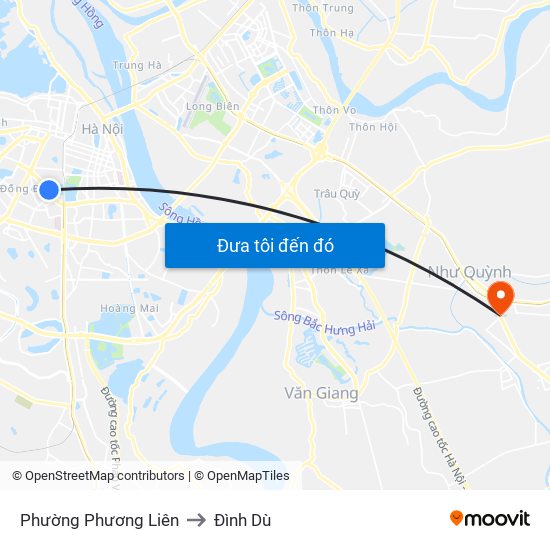 Phường Phương Liên to Đình Dù map