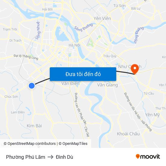 Phường Phú Lãm to Đình Dù map