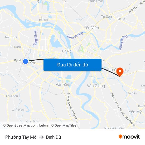 Phường Tây Mỗ to Đình Dù map