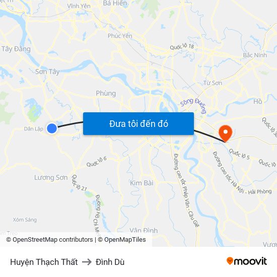 Huyện Thạch Thất to Đình Dù map